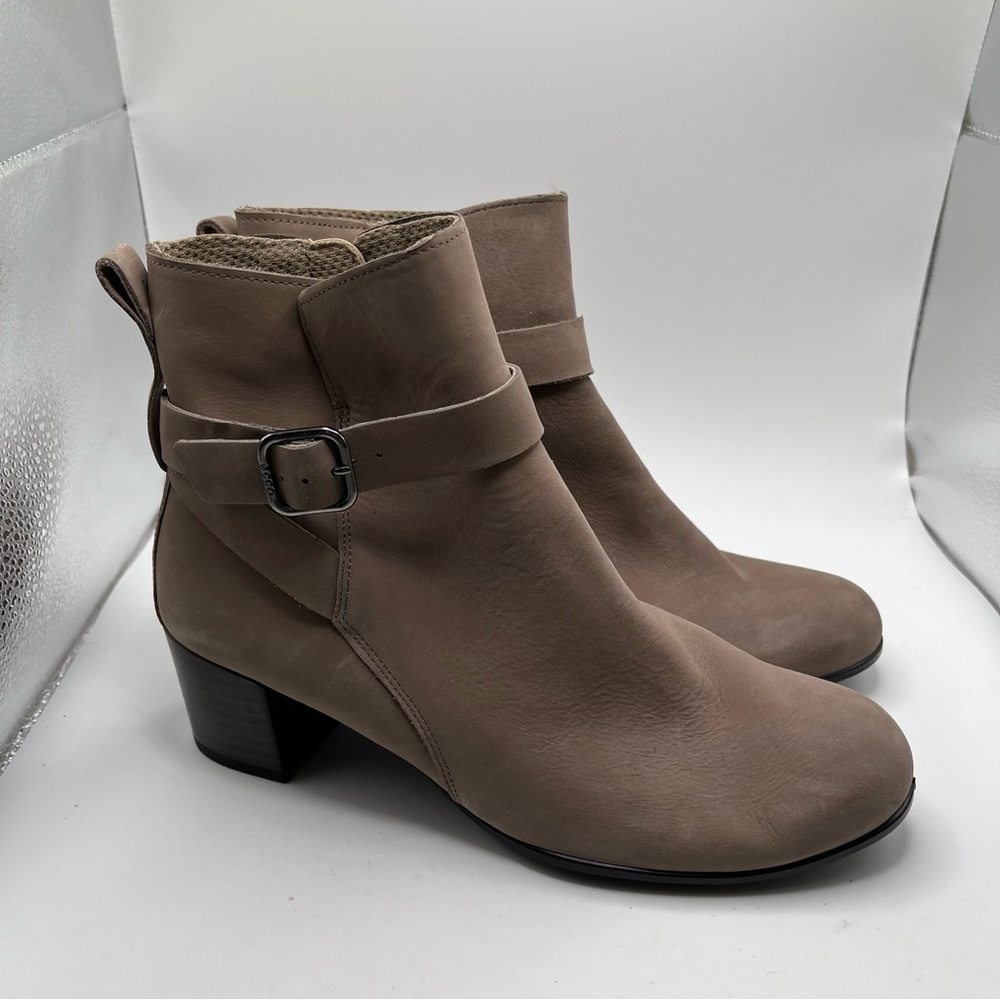 NWOB Ecco Dress Classic 35 mm Buckle Ankle Booties Gray Beige Sz 38 US 7 - 7.5